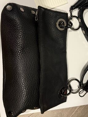Hammitt Black VIP Montana Leather Shoulder Bag with Silver Rings